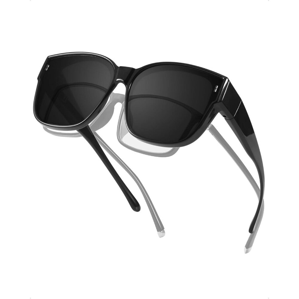 Women's A02 Black Frame Grey Lens Polarized Fit Over UV Protection Sun Glasses